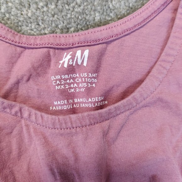 H&M Girls Dress Size 3T 4T Pink 100% Cotton Summer Casual Resortwear Lightweight - Picture 2 of 5